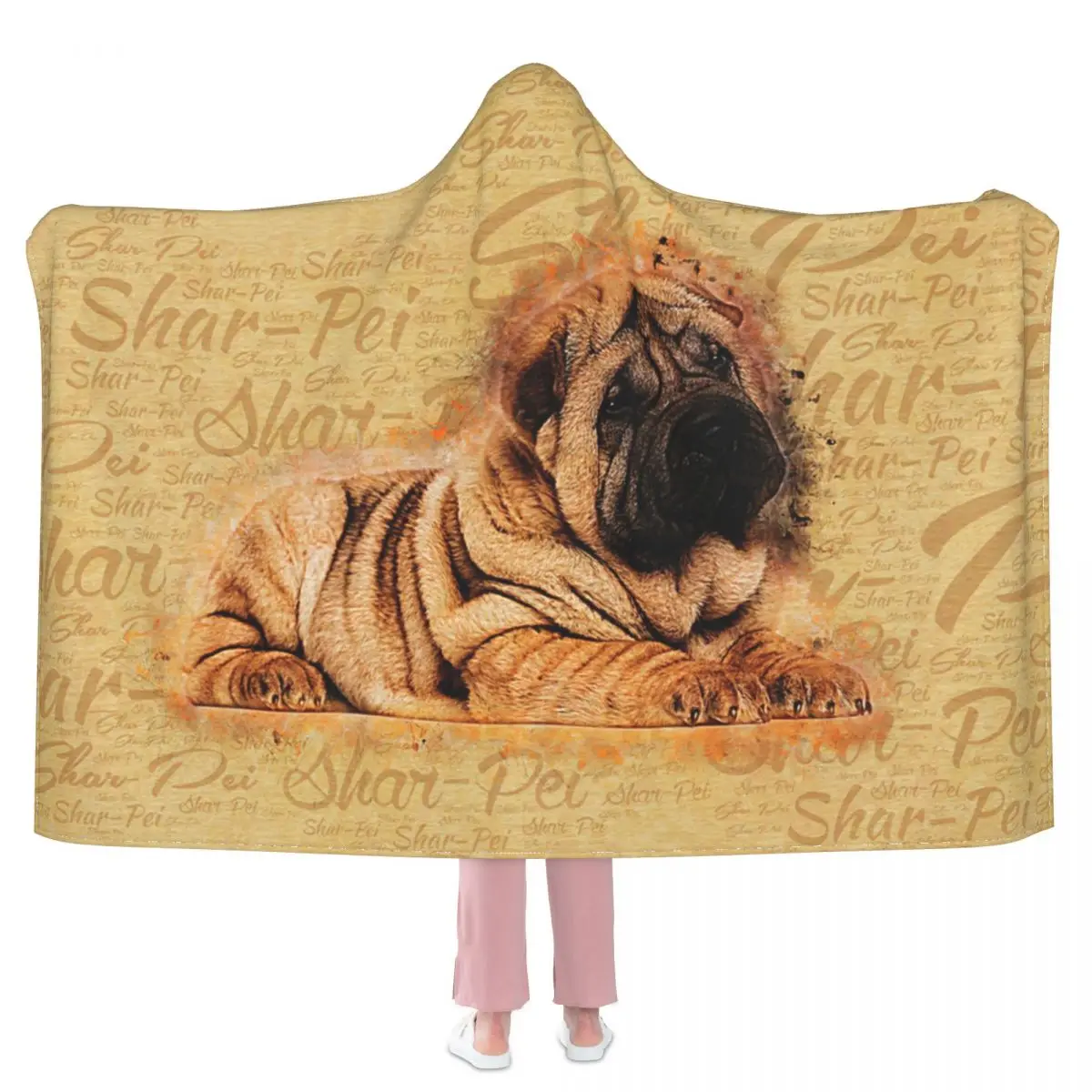 

Shar-Pei Puppy Hooded Blanket 3D full print Wearable Blanket Adults Kids style