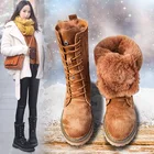Новые зимние женские ботинки, зимние ботинки из натуральной кожи, теплые плюшевые ботинки на меху, женская обувь