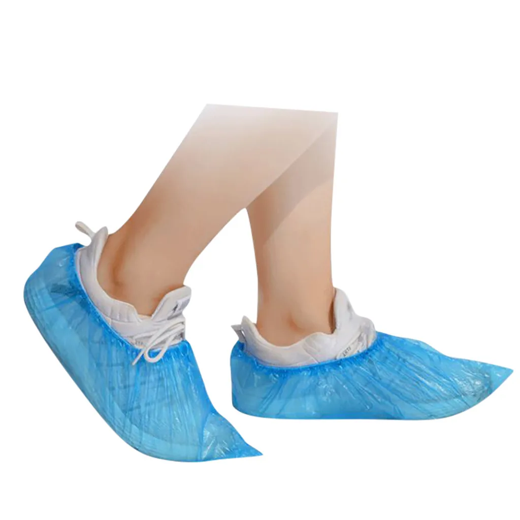 100Pcs/set Plastic Waterproof Disposable Shoe Covers Rainy Day Floor Protector Cleaning Cover Blue Hot Sale | Обувь