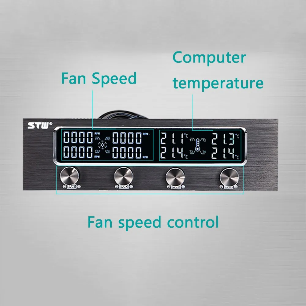 

STW-6041 Multi-Function PC CPU 4 Channel Fan Controller Speed Control Adjuster LCD Cooling Front Panel