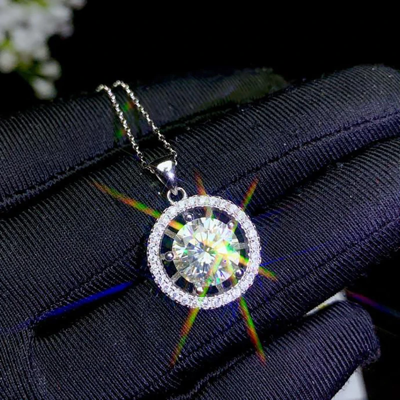 BOEYCJR 925 серебро 0.5ct/1ct/2ct/3ct F цвет Moissanite VVS помолвка Свадебная подвеска ожерелье для