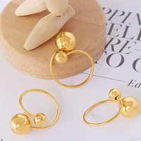 ins hot gold plated waterproof stainless steel adjustable finger ring personality size ball open rings for women girls