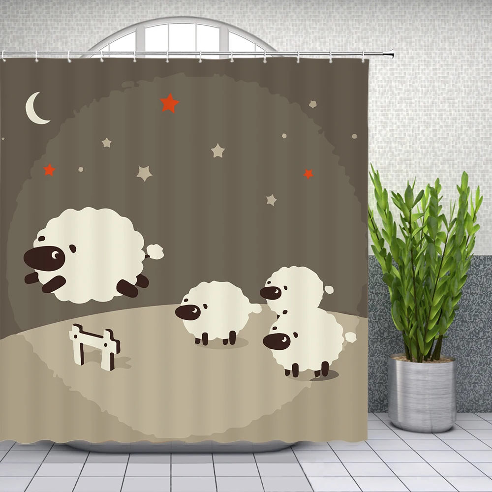 

Hot Sale Cartoon Animal Child Shower Curtains Cute Funny Design Kids Bathroom Decor Waterproof Polyester Fabric Curtain Set