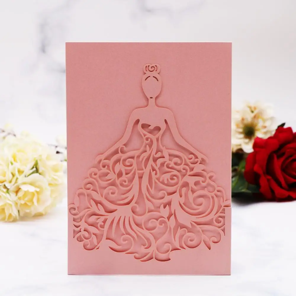 20 шт свадебные пригласительные открытки с жемчугом бумажные вечерние лазерной