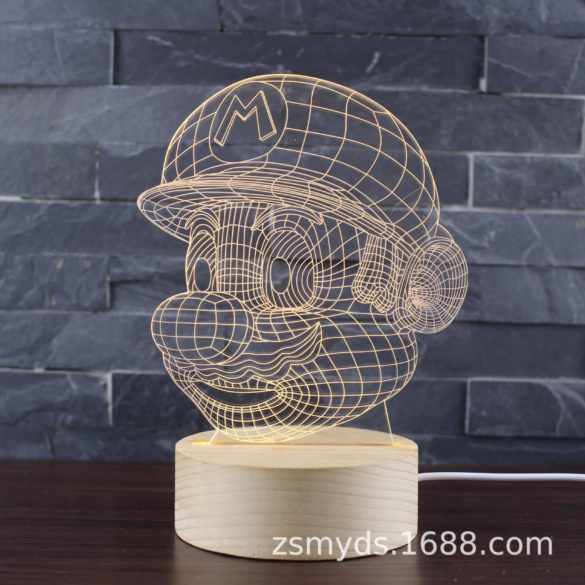 

TAKARA TOMY Cartoon Pikachu Mario Beech 3D Night Light LED Acrylic Visual Light Wooden 3D Table Lamp Creative Gift Birthday Gift