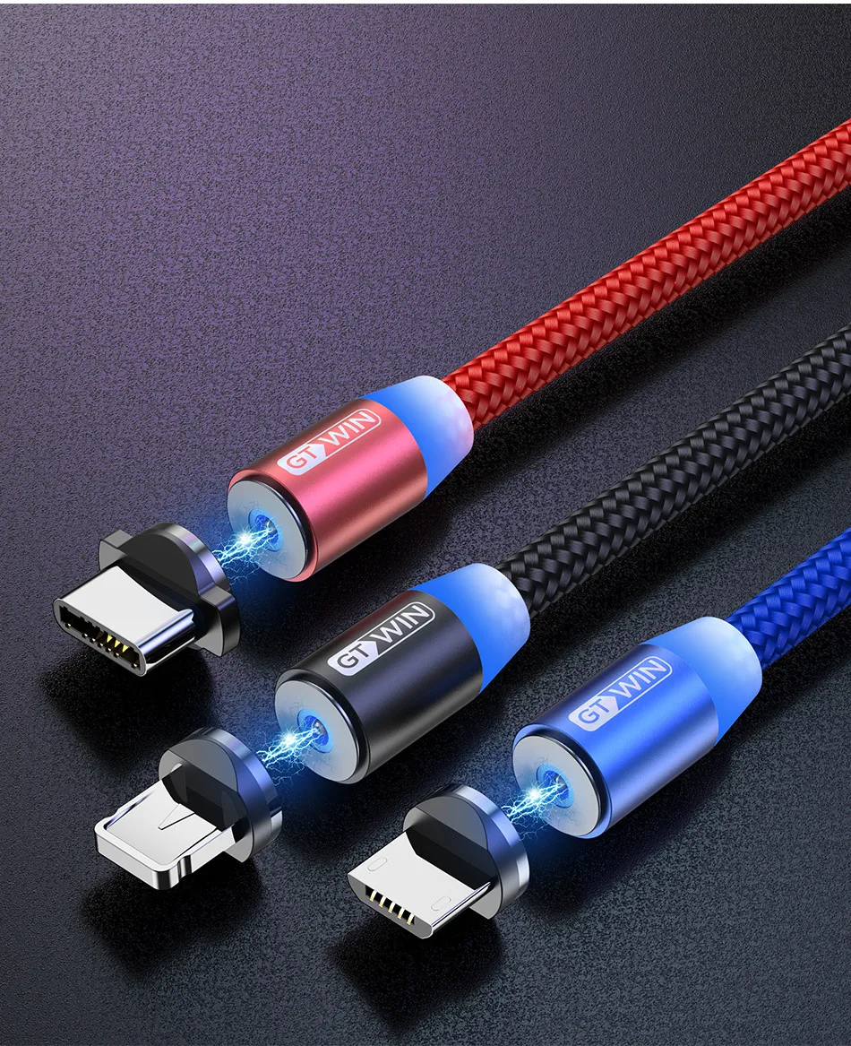 GTWIN Магнитный кабель для быстрой зарядки Micro usb type C зарядное устройство для iPhone 11 XR 7 samsung S9 S10 быстро магнитные телефонные кабели 1 м/2 м/3 м