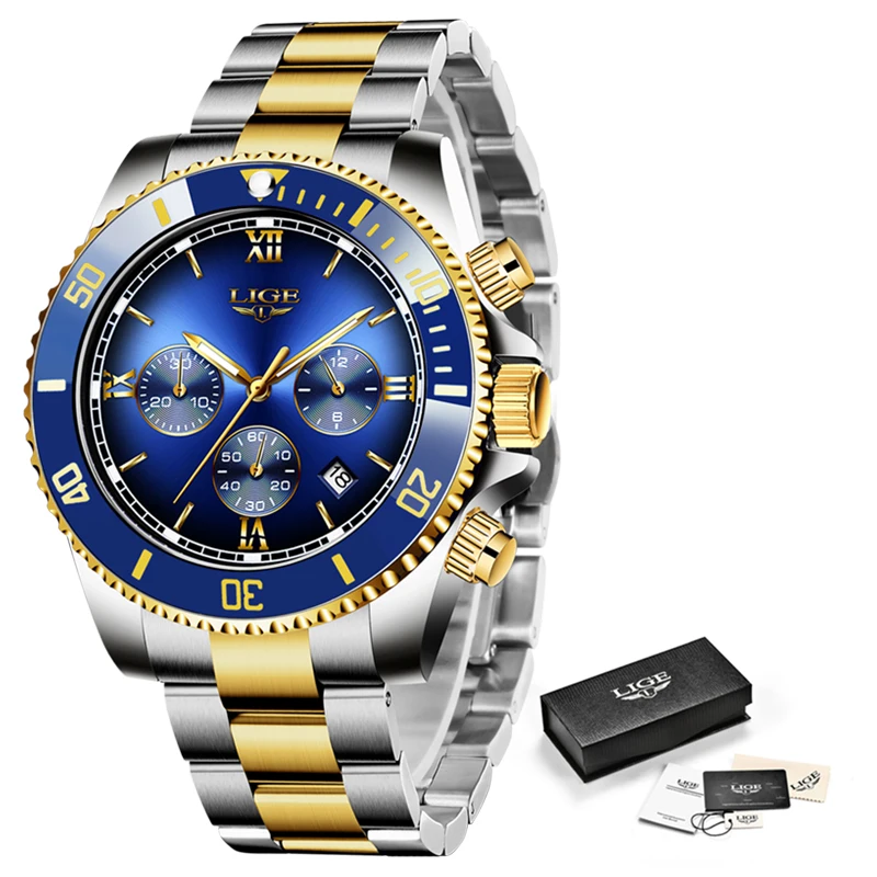

Relogio Masculino LIGE New Watches Mens Waterproof Clock Fashion Watche All Steel Waterproof Luminous Men Casual Sport Watches
