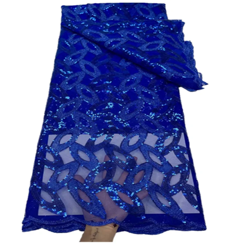 Hot Sell royal blue Africa Sequins Lace Fabric Top Quailty African Embroidery Net For Woman FYU78 | Дом и сад