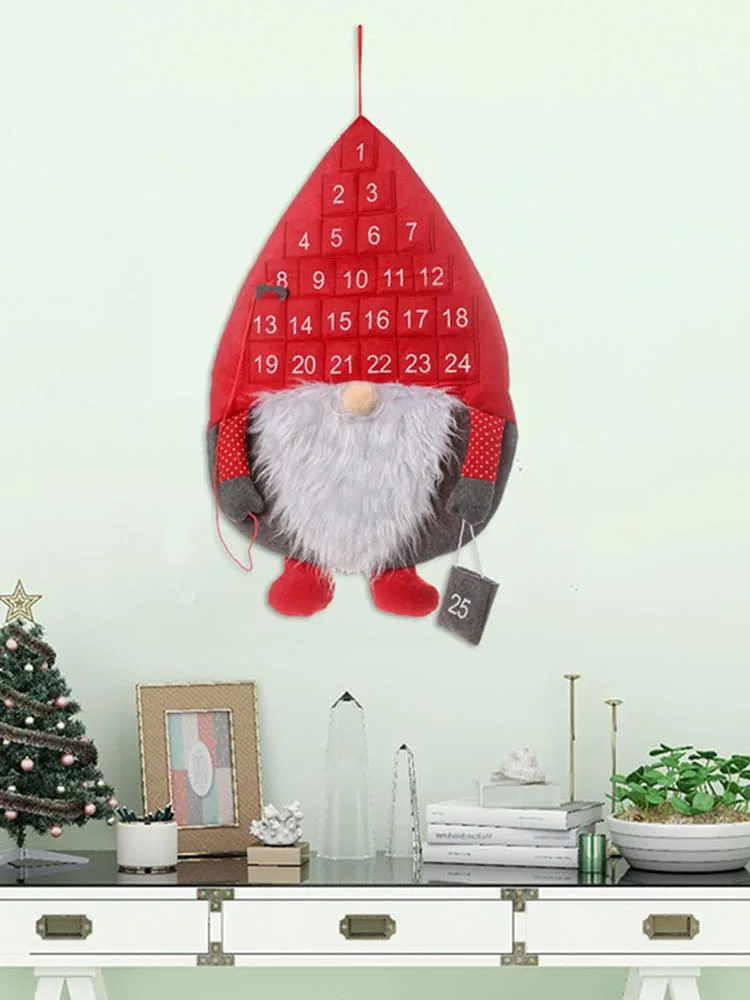 Plush Gnome Design Christmas 24 Day Hanging Advent Calendar Faceless Dwarf Doll Xmas Countdown Well Made | Дом и сад