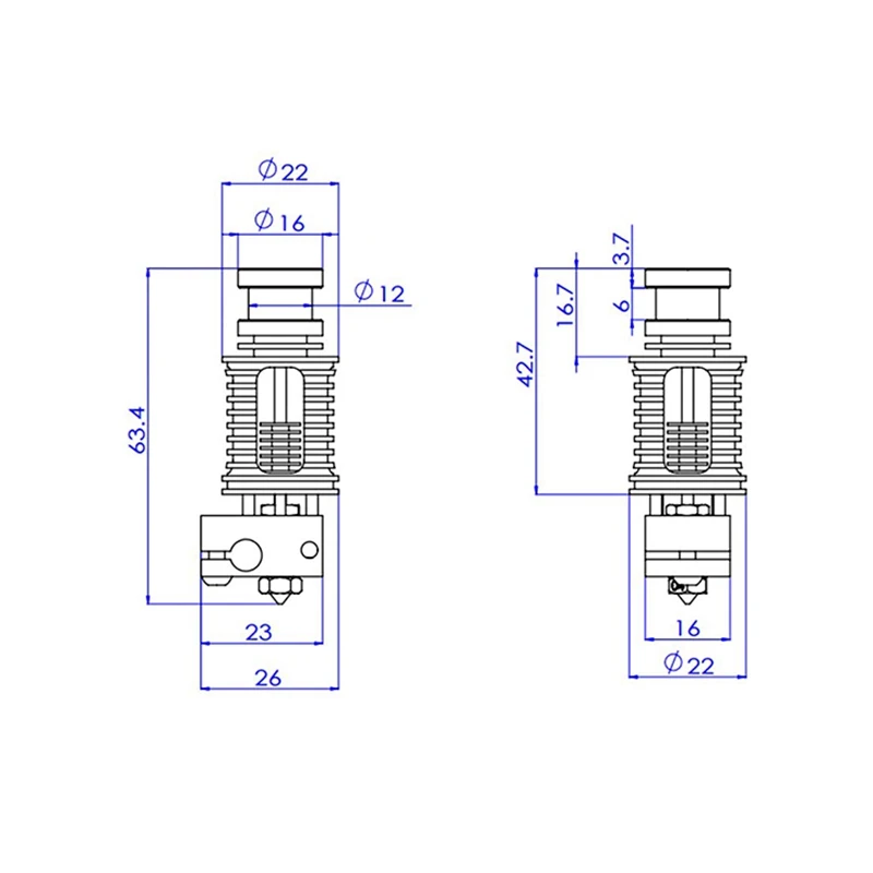 

3D Printer Upgrade Extruder Parts V6 0.30.4 mm Nozzle Silicone Socks and V6 Tita BM Extruder Adapter