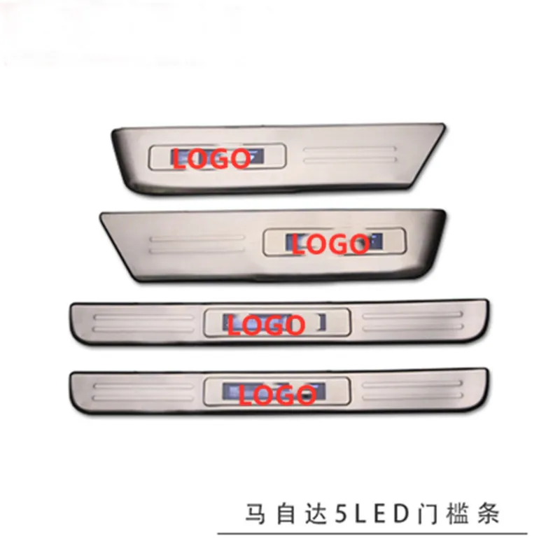 

Stainless steel car LED Scuff Plate/Door Sill Inside Door Sill Scuff Plate Welcome Pedal for Mazda 5 M5 2007-2017 Car styling
