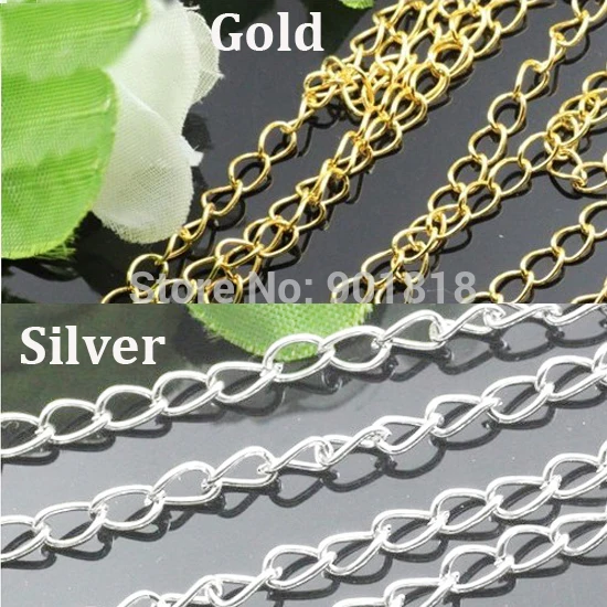 

10meter/lot 3*5mm Metal Iron Necklace Chains Bulk Gold Silver Color Open Link Chains Lot For Diy Jewelry Making Findings