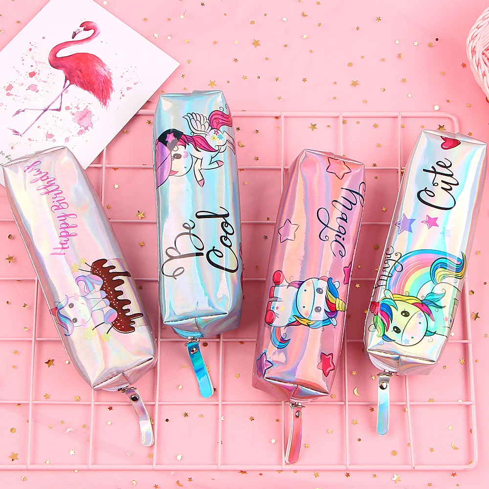 Unicorn Pencil Case Holographic Laser Pen Bag For Girl Boys Student Large Capacity Waterproof Box School Supply Stationery|Пеналы| |