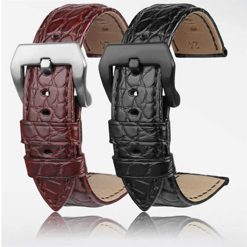 

Ремешок из кожи аллигатора для Panerai PAM111/441 PAM00753, ремешок из натуральной кожи для часов, 22 мм, 24 мм, 26 мм, черный, коричневый мужской браслет