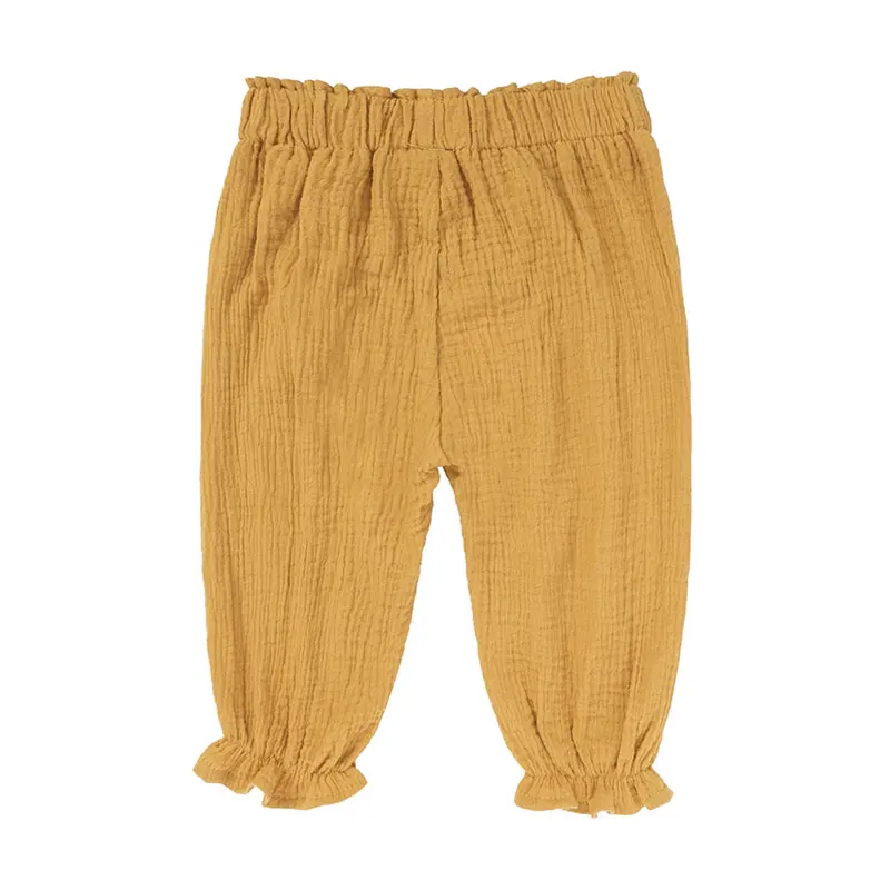 

Fashion Solid Color Kids Clothes Girls Leggings Spring Children Clothing Ruffle Pants Cotton Linen Baby Boys Pants 1-4 Years