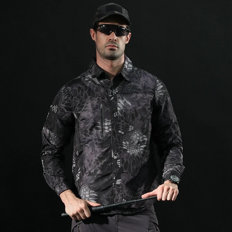 

Men's quick-drying breathable detachable sleeve camouflage uniform military training tactical shirt mountaineering hiking shirt