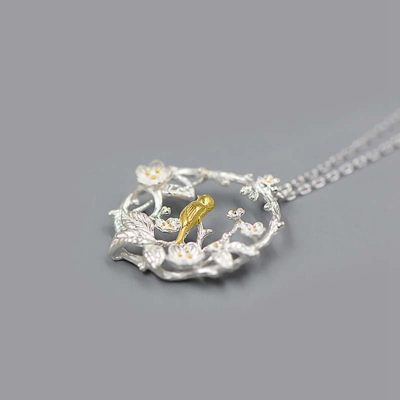 

Long Chain Bird Plum Blossom Branch Choker Necklace color Jewelry For Women Wedding Statement Accessories