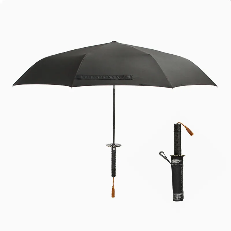 

Автоматический складной зонт с ручкой самурайского меча, новый дизайн зонтиков ниндзя катаны