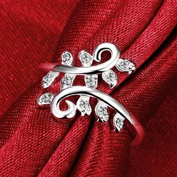 

New Fresh Fashion Silver White Leaf Engagement Rings for Women Ring White Wedding Ring Set Female Wedding Jewelry Gift Spr067