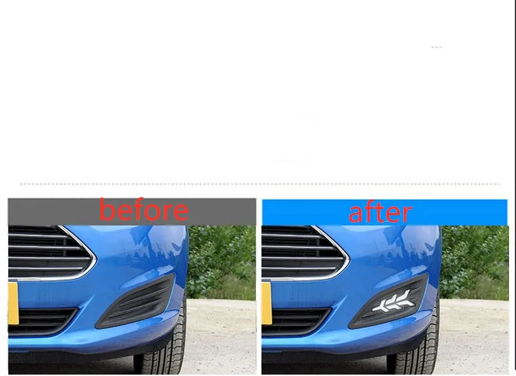 Qirun led drl дневные ходовые огни для Ford Fiesta 2013- с динамическим движущимся желтым поворотным сигналом и синим ночным светом