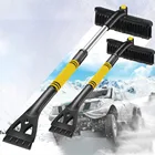 Раздвижной Снежный Скребок 3 в 1, скребок для льда, Снежная щетка для автомобиля, внедорожника, зимняя снежная зеркальная железная трубка для автомобиля + ПВХ + ПП