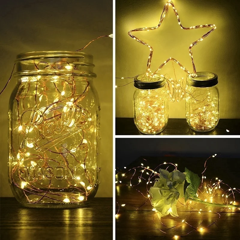 

1M 5M 10M Copper Silver Wire USB LED String lights Waterproof Holiday lighting For Fairy Christmas Wedding Party Decoration