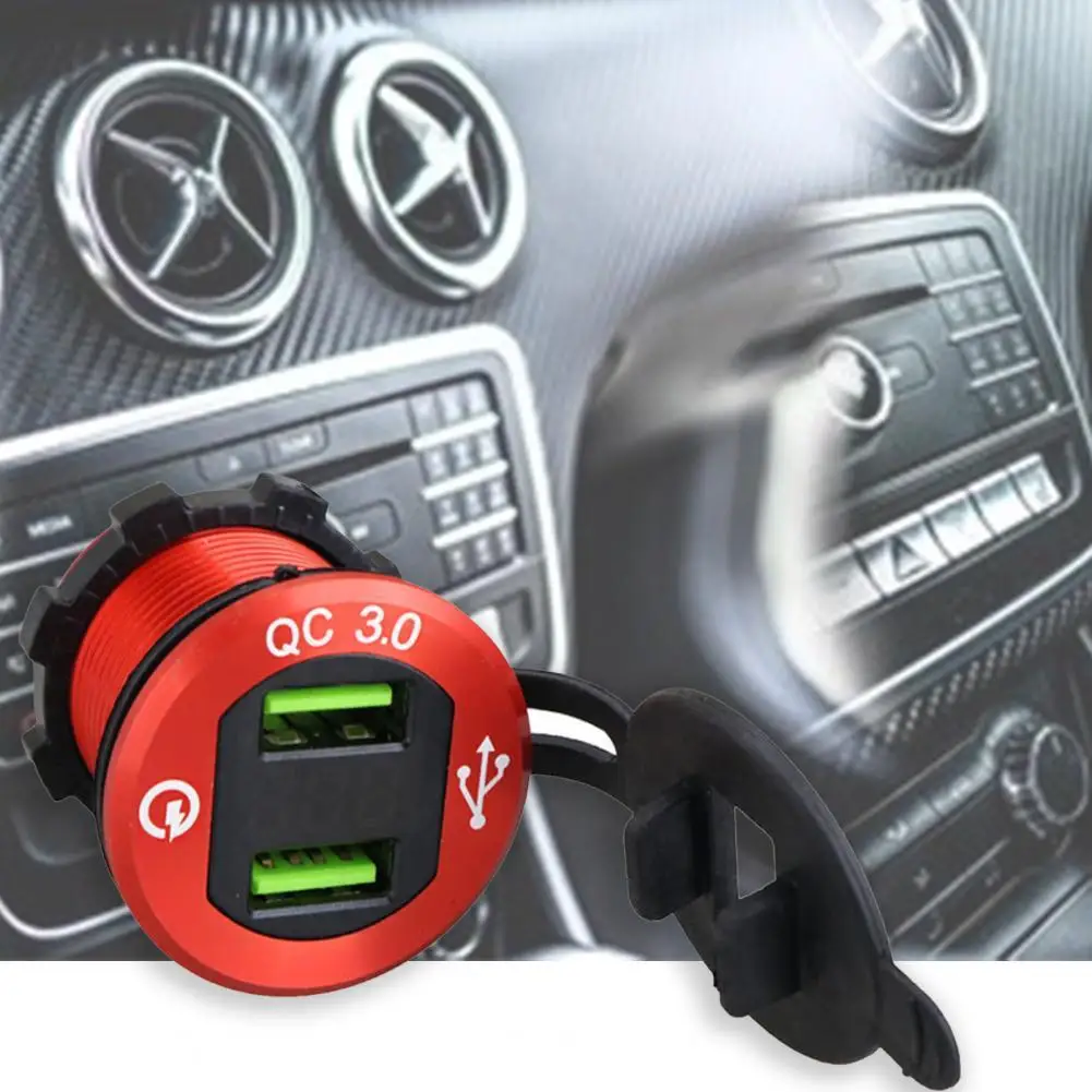 

Professional Charger Voltage Display Dual QC3.0 Flash Charge Aluminum Alloy Bearable 12V-24V USB Car Charger for Cell Phone