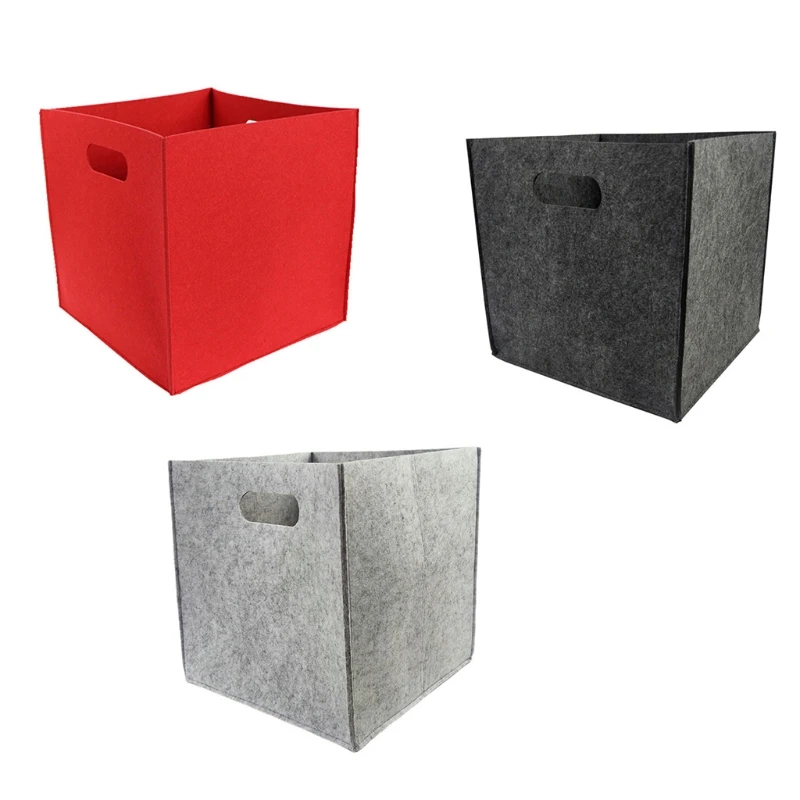

Minimalist Foldable Storage Cube Bin with Dual Handles Durable Felt Decorative Closet Basket Home Office Shelves Nursery for