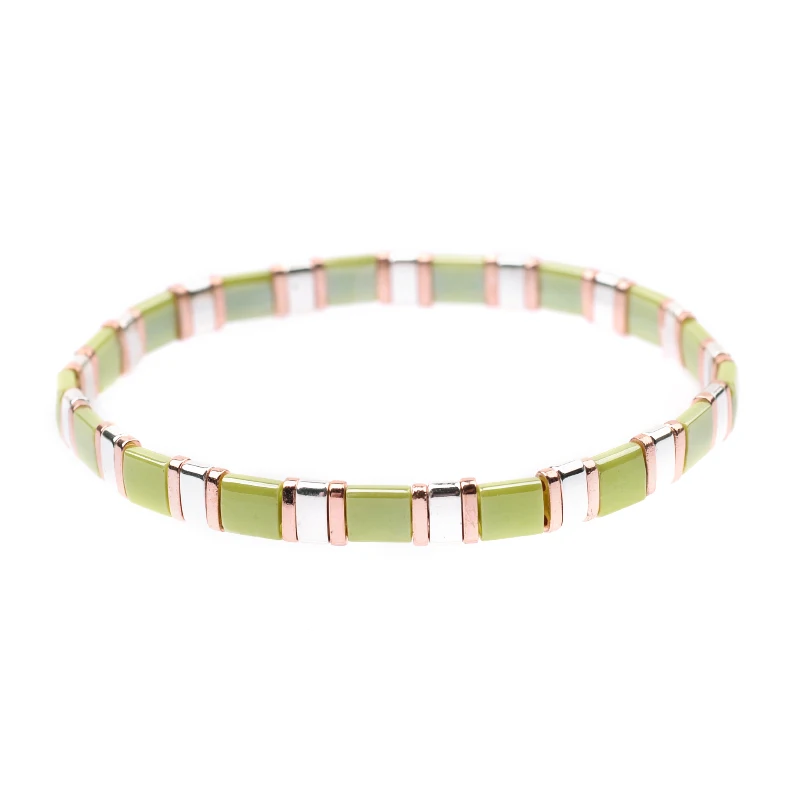 29-Olive Silver Rose 28 цветов, богемные браслеты Miyuki для женщин, модные массивные ювелирные изделия в стиле бохо, японские бусины Miyuki Delica Tila, эластичный браслет BC332 - Окраска металла: 29-Olive Silver Rose