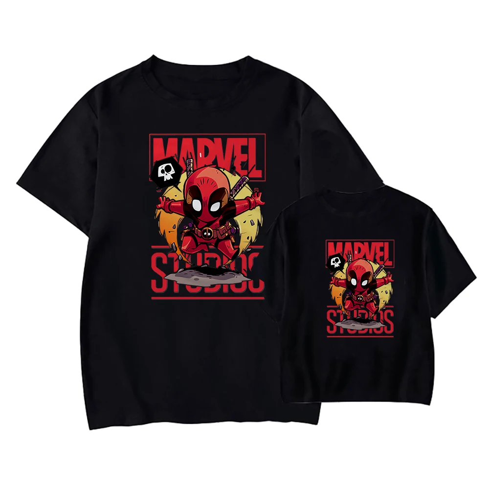 Unisex Marvel T-shirt Black Hipster Superhero Print Dad and Son Family Clothes Summer Mom and Children Matching T Shirt Dropship