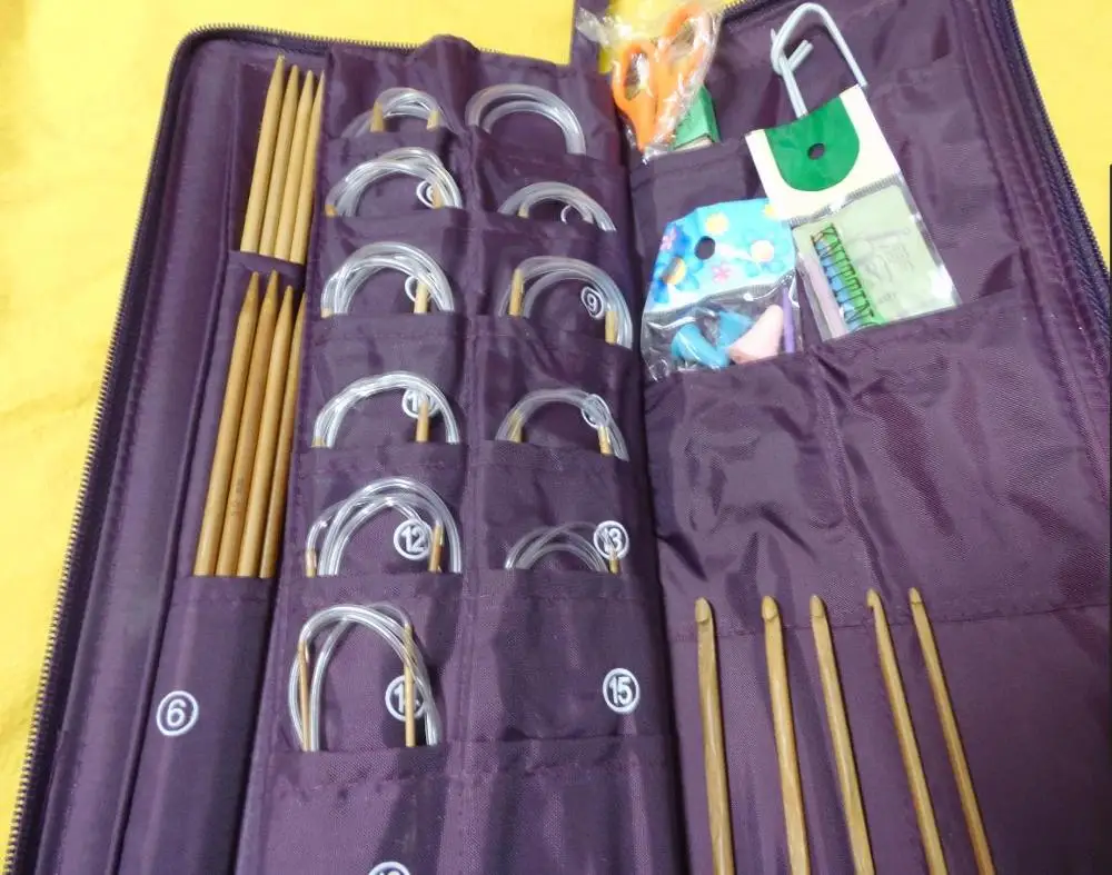 Бамбуковые вязаные игольчатые наборы 22 размер прямые иглы 11 круглое игольчатое