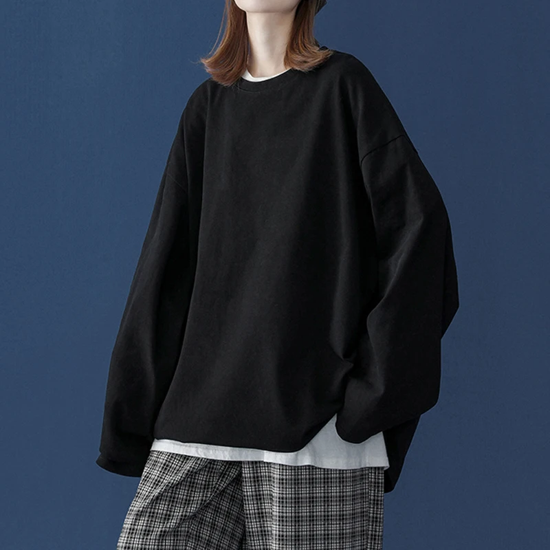 

Осень 2021, футболка с длинным рукавом, Женская Базовая футболка, футболка оверсайз, Женская Повседневная футболка с круглым вырезом