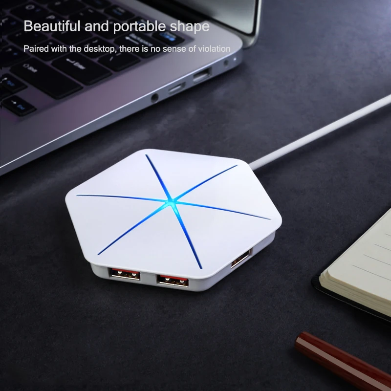 

6 Port USB2.0 Hub 1m Cable Splitter With TF SD Card Reader Cool Light Charging USB 2.0 3.0 Hub for Multi-device Desktop Laptop