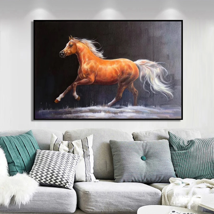 100% ручная роспись суперпрозрачная лошадь Высококачественная художественная