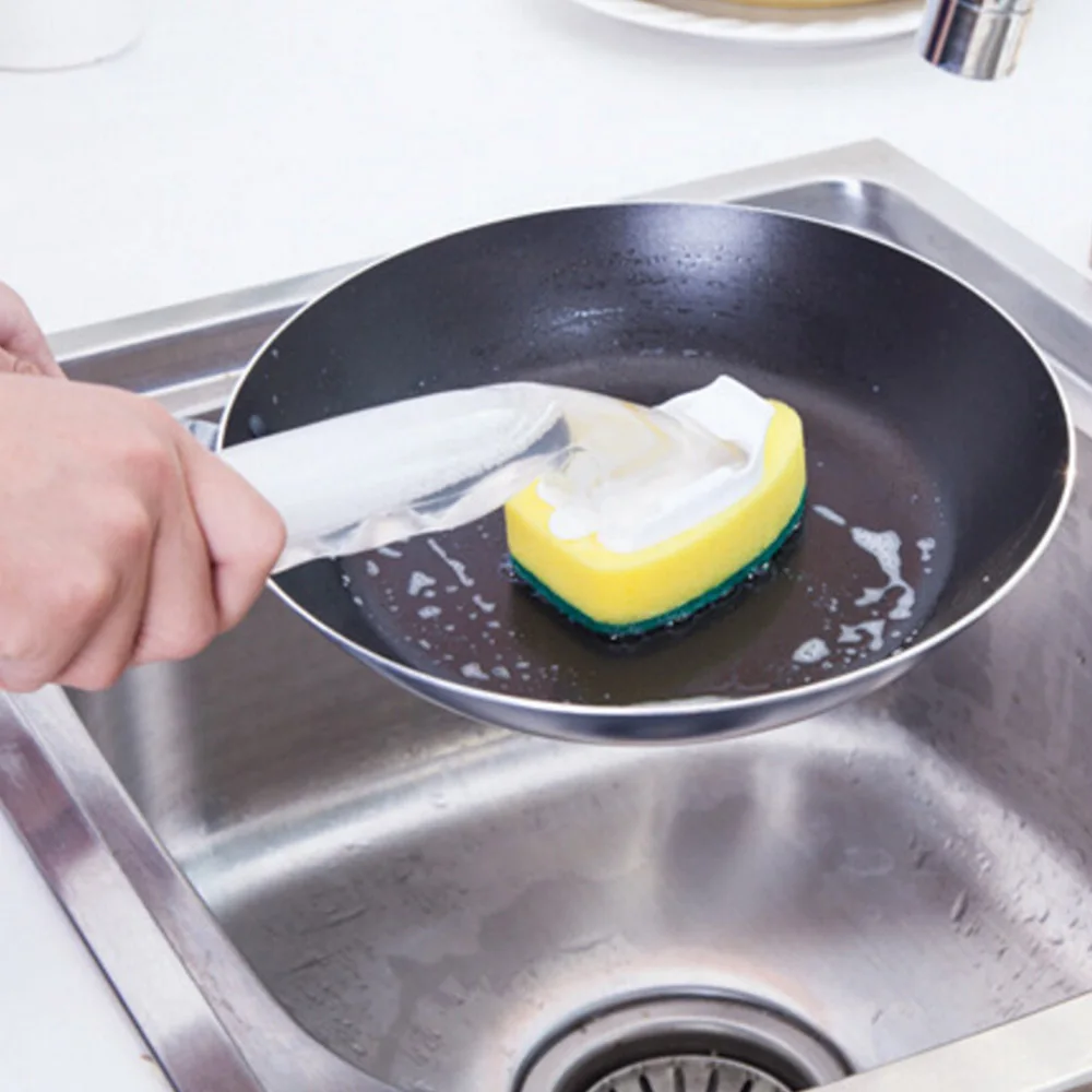 

Sponge Brushes Scouring Pad Dishes Scrub Brush Creative Replaceable Automatically Refill Liquid Kitchen Cleaning Brush