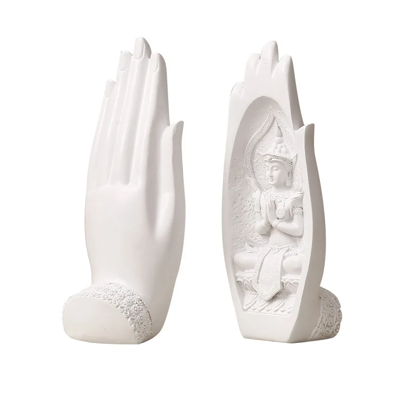 2Pcs Buddha Statue Hands Sculptures Monk Figurine Tathagata India Yoga Fengshui Home Decoration Accessories Dropshipping | Дом и сад
