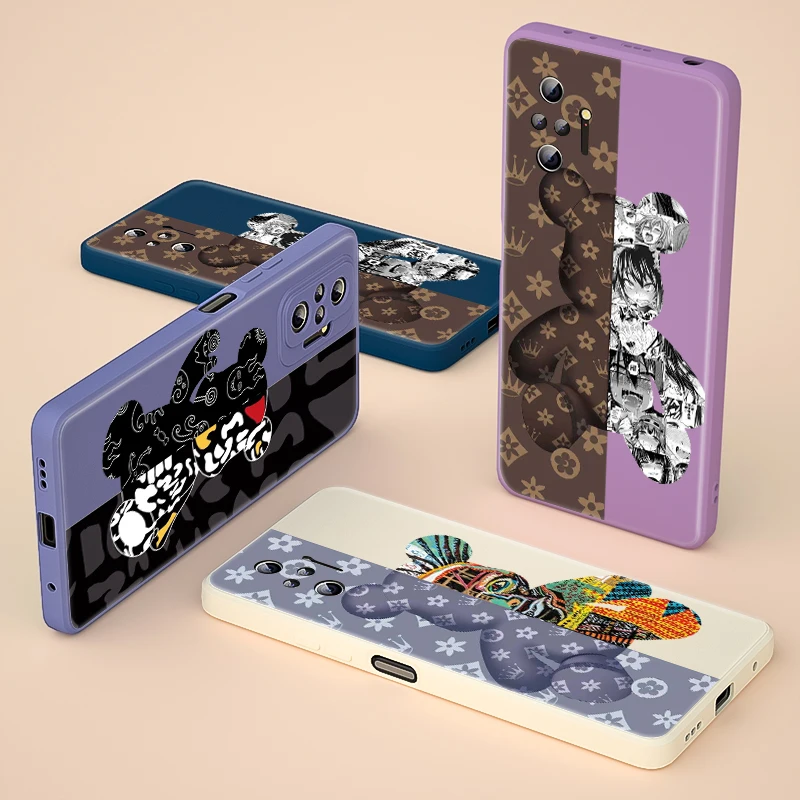 

Fashion Bear For Redmi Note 10 10S 10T 9 9S 9T 8 8T 7 7S 6 5 Pro Max Plus 5G Phone Case Liquid Silicone Soft Capa