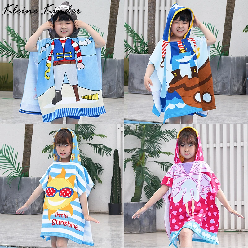 Детское банное полотенце с капюшоном пончо детский банный халат быстро сохнет