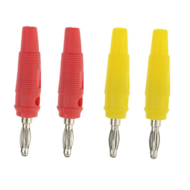 2pcs RED 2pcs YELLOW 4 шт. 4 мм Аудио вилка штекерного типа динамика посеребренные соединители красный черный зеленый желтый синий - Цвет: 2pcs RED 2pcs YELLOW