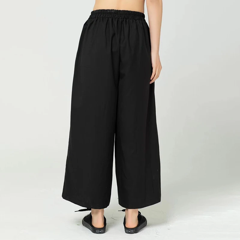

CHICEVER Pleated Trousers For Women High Waist Loose Patchwork Ruffles Ruched Designer Wide Leg Pants Female 2021 Spring Clothes