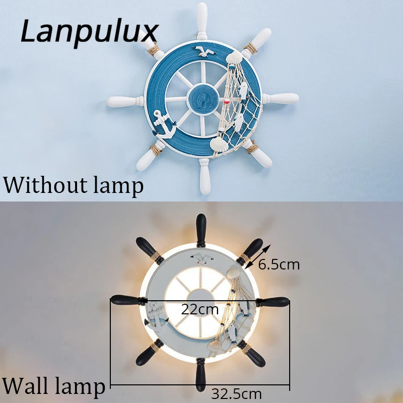 Lanpulux, синий руль, ночные светильники для детей, для мальчиков, для спальни, настенная креативная Подвесная лампа, Океанский стиль, прикроватное декоративное освещение