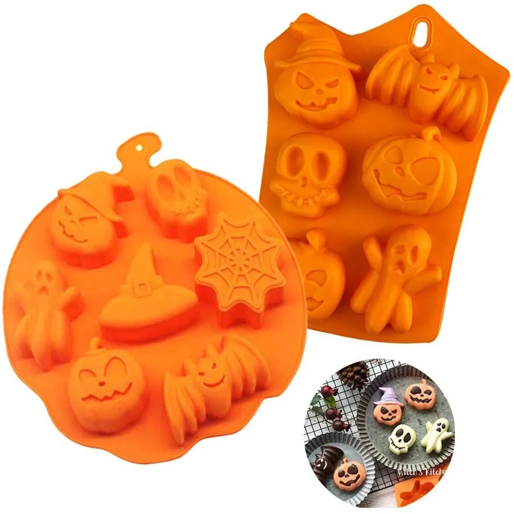 Halloween Silicone Mold 3D Ghost Pumpkin Chocolate Mold Form Soap Cake Molds Fondant Decoration Baking Dishes Pastry Bakeware