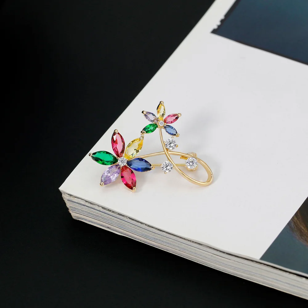 Женская Брошь в виде цветка с кристаллами|Броши| |