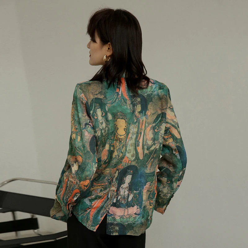 

SISPELL Print Hit Color Blazer Coat For Female Lapel Collar Long Sleeve Loose Women's Casual Coat Fashion Streetwear Tide 2021