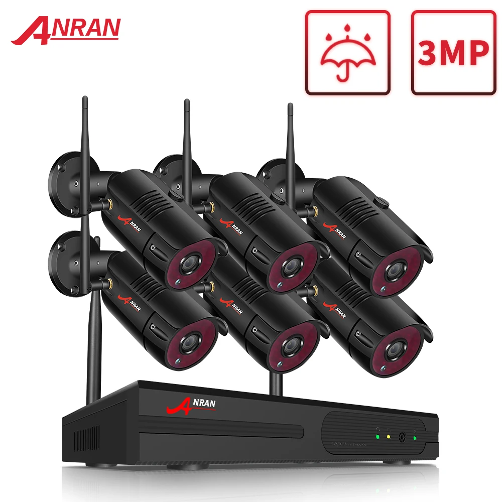 IP камера ANRAN 1080P HD Водонепроницаемая с ночным видением 8 каналов 6 шт.|Система