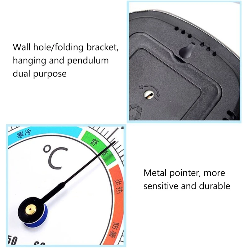 

Thermometer and Hygrometer Analog Humidity Gauge Temperature Monitor Indoor Outdoor Wang Hang & Stand NO BATTERY NEEDED