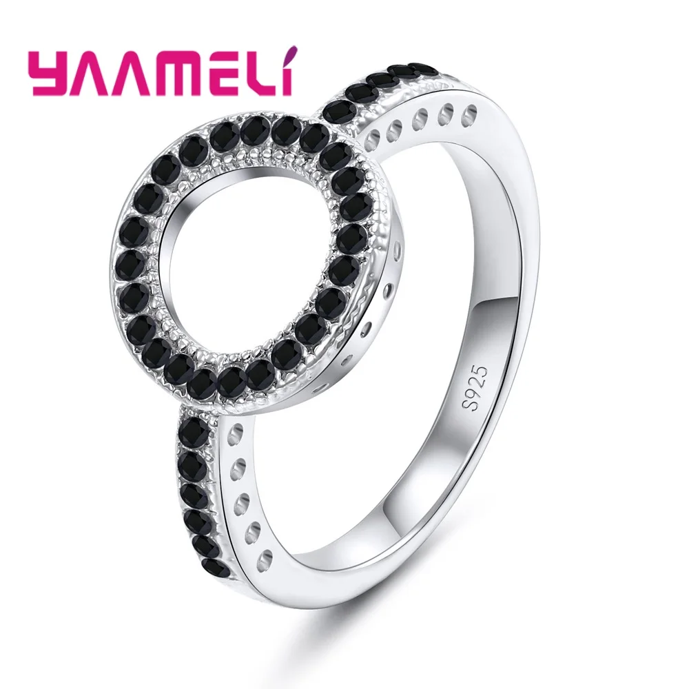 100% подлинное серебро 925 пробы навсегда любовник прозрачный черный круглый фианит