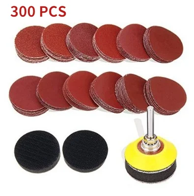 

300Pcs 2 Inch Sandpaper Sanding Discs 80-3000 Grit Paper with 2Inch Abrasive Polish Pad Plate and 1/4 Inch Shank for Rotary