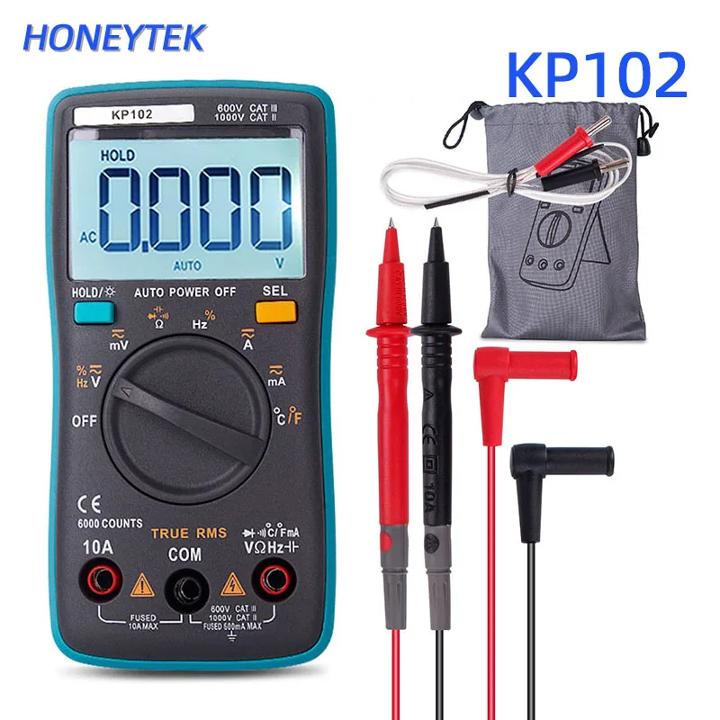 HONEYTEK True RMS мультиметр Цифровой Профессиональный конденсатор Тестер AC/DC Вольт измеритель тока с температурой Цифровые мультиметры