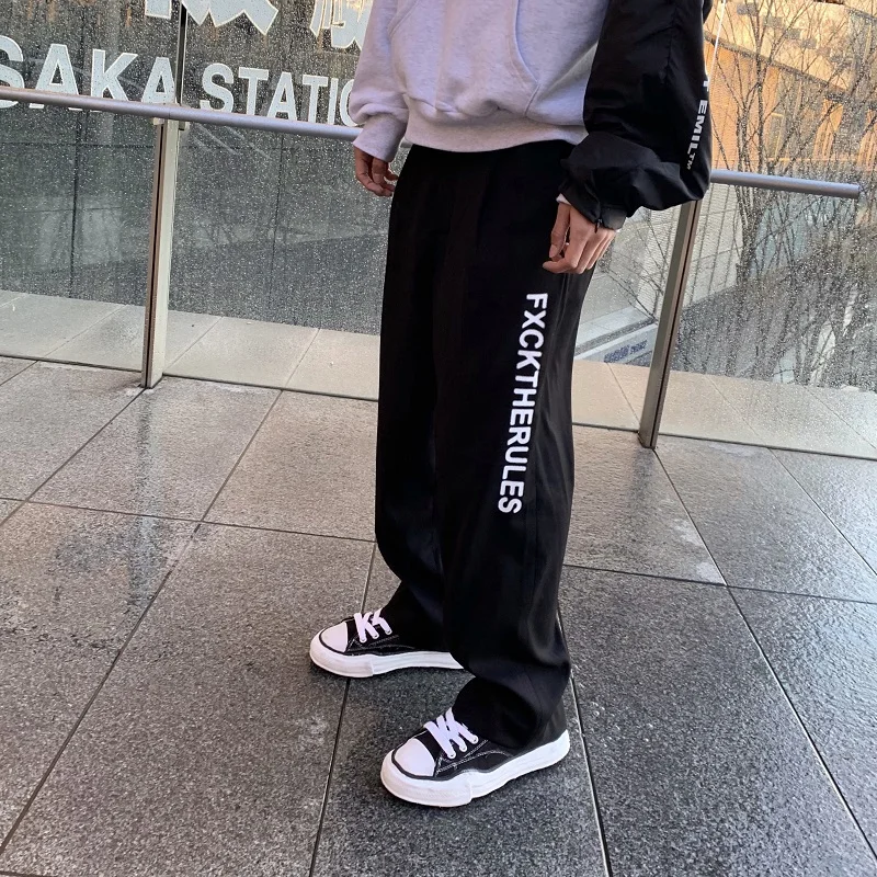 

Универсальные мужские брюки Tide Brand с подвеской, прямые свободные черные, серые повседневные спортивные брюки длиной до щиколотки